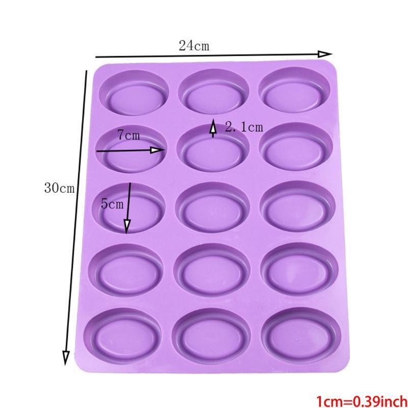 15 Cavities Oval Soap Silicone Mold for Chocolate Bread Cheesecake Cupcake Cake