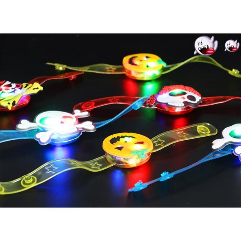 Glowing Silicone Bracelet Party Favors with Pumpkin Ghosts Design Soft Wristband