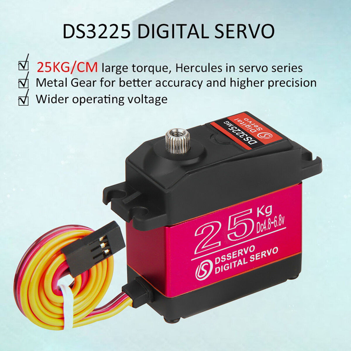 Waterproof 25kg Metal Gear Digital Servo Kits for RC Crawler Robot Red