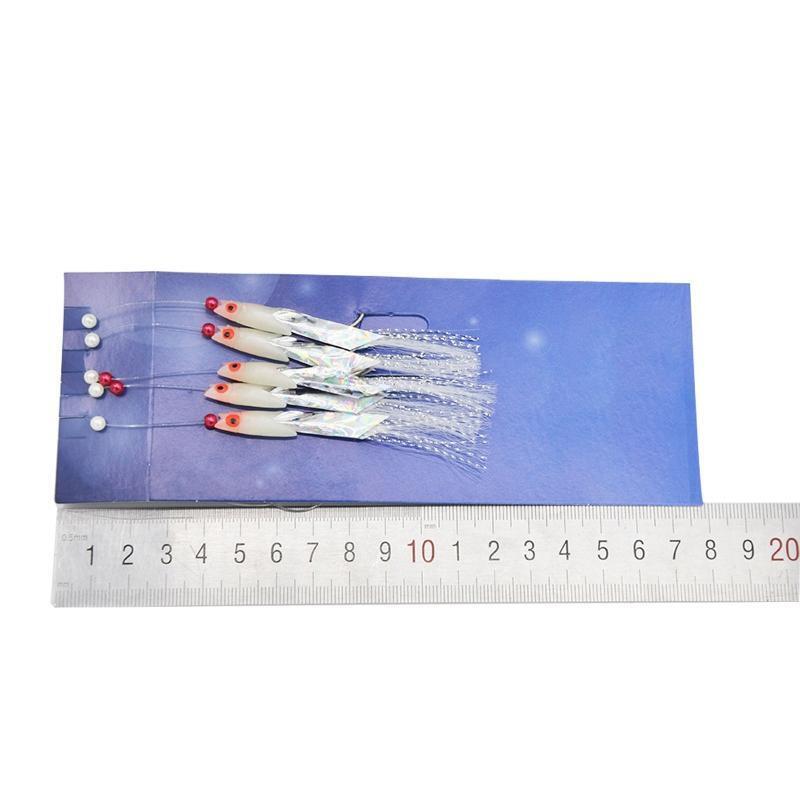 5 Pcs Fishing Lures Bait Luminous Fishing Hook Feathers Bass Cod Fishing Lures