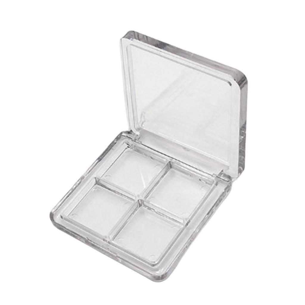 4 Compartments Plastic Portable Eyeshadow Case Travel Blush Lipstick Powder Tray