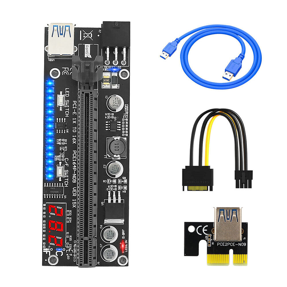 PCI-E 1x to 16x Graphics Card Extender+Adapter+Extension Cable Mining Riser