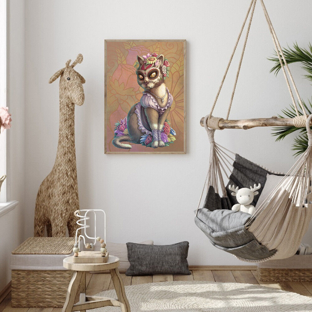 5D DIY Full Round Drill Diamond Painting Royal Cat Animal Home Decor Art