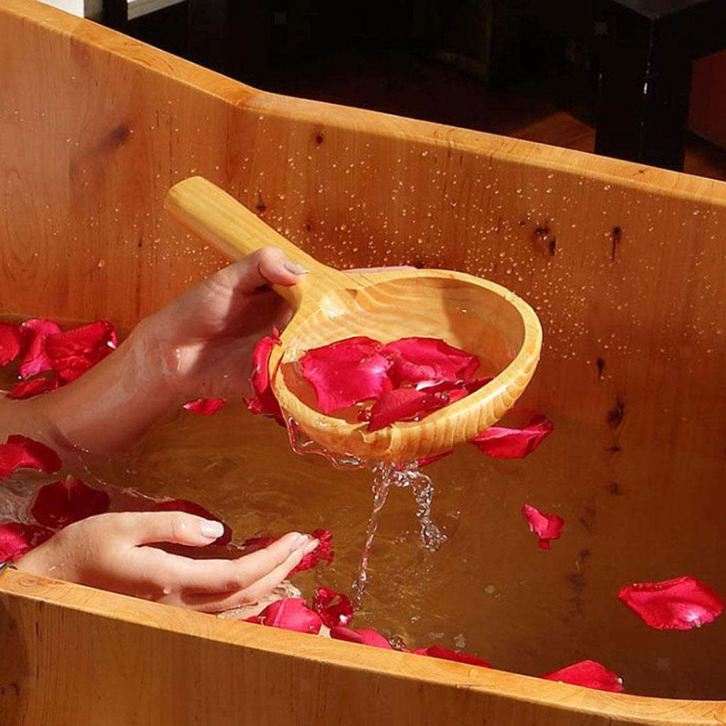 Handmade Wooden Ladle Water   for Bath Spa Sauna Foot Massage Soaking