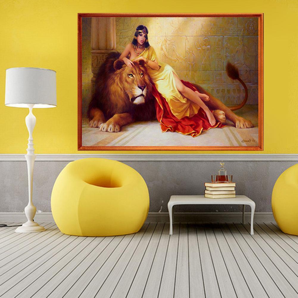 5D Diamond Painting DIY Girl Lion Embroidery Cross Stitch Home Art Decor