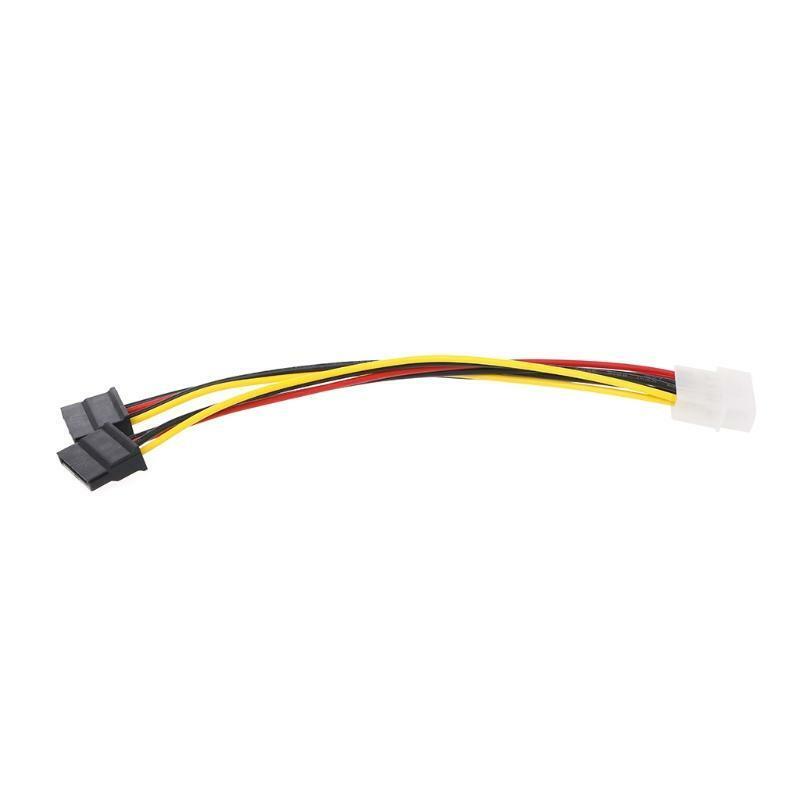 Molex 4Pin Male To 2X Serial ATA 15Pin Female Y Splitter ATA Power Cable 15cm