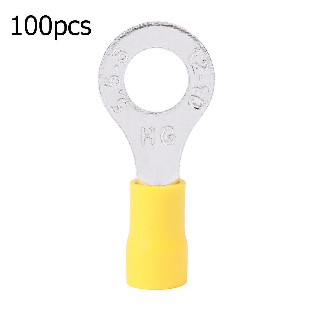 100pcs M8 Insulated Crimp Ring Terminal O Type DIN Cable Wire Connectors-21