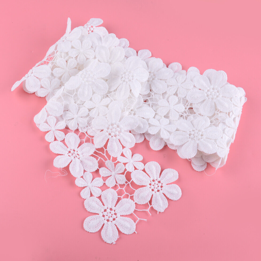 2 Yards White Polyester Lace Trim Wedding Dress Ribbon Applique Sewing Craft Ly