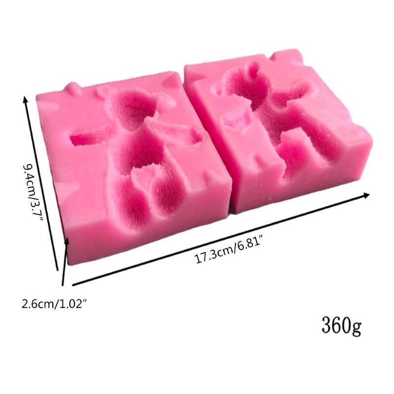 2pcs DIY Candle Mold Cute Bear Shape Cake Chocolate Clay Soap Decorating Crafts