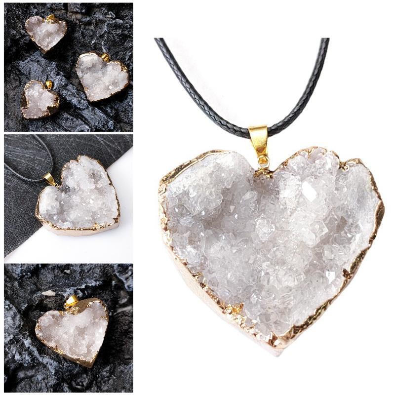 Natural White Crystal Stone Rock Pendant for Women Girls Valentine's Day Gifts