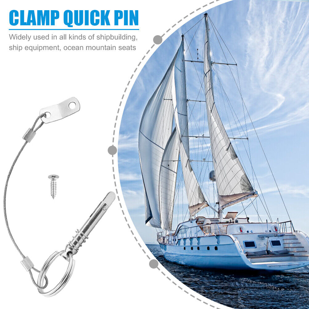 Stainless Steel Boat Quick Release Pin w/Lanyard Deck Hinge Marine Hardware