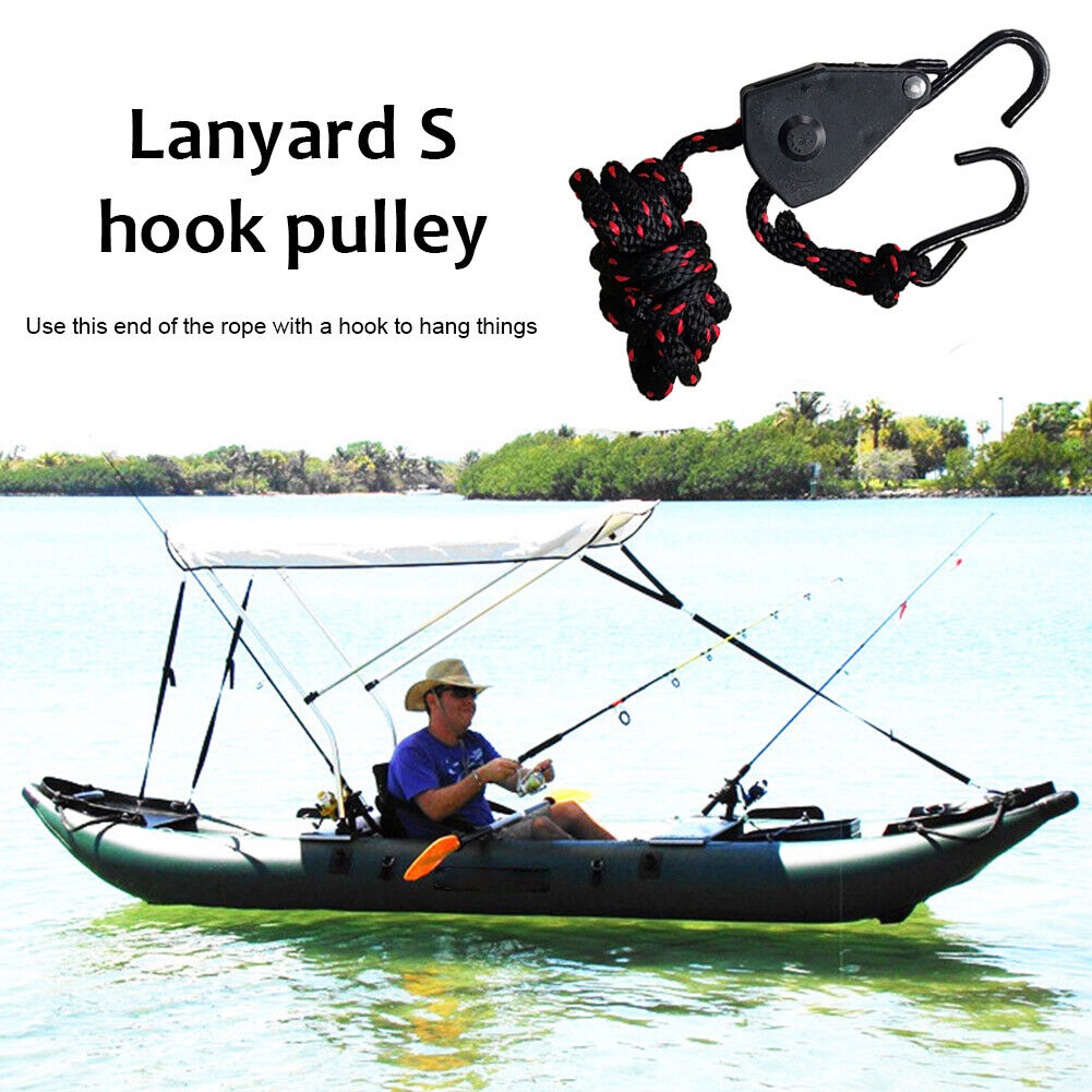 Adjustable Hanging Lanyard Tent Lamp Lifting Pulley Hook (3/8 inch Metal)