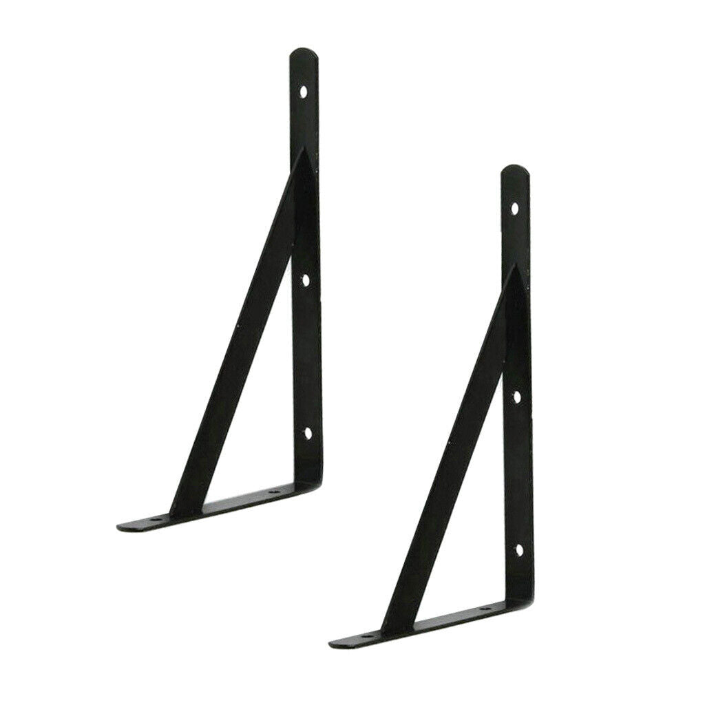 2pcs L-shaped Wall Bracket Support  Holder Stand 200x120x2mm Black