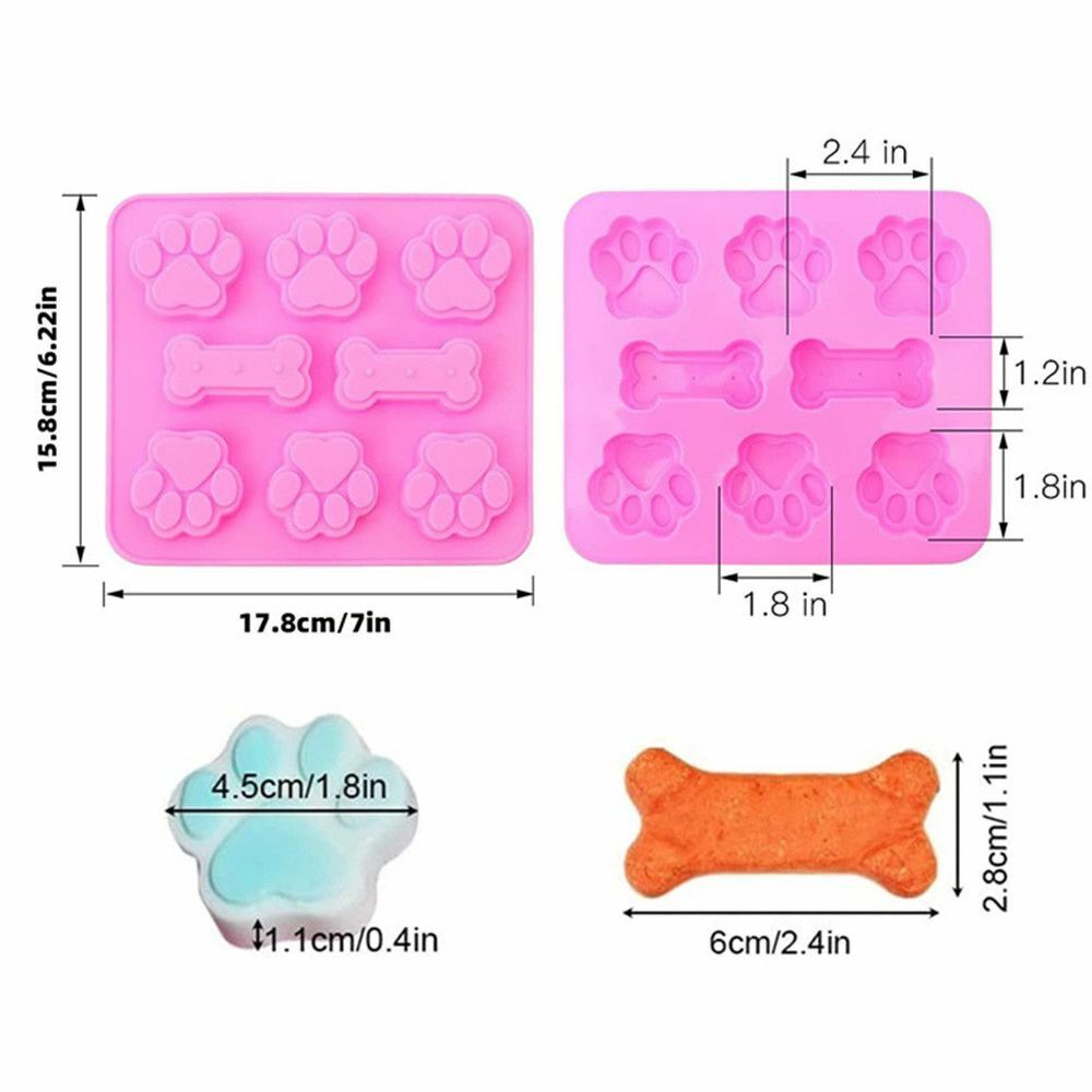 Cookies Dog Paw & Bone Shaped Silicone Molds Ice Candy Trays Dog Treat Mold