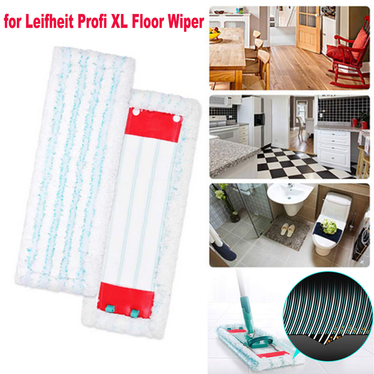 For Leifheit Profi XL Mop Floor Wiper Accessory Washable Cleaning Mop Cover Pad
