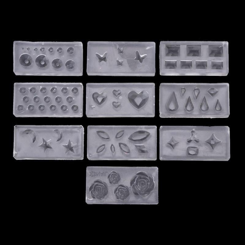 10Pcs DIY Nail Art Silicone Mold Leaves Flower Template Acrylic UV Gel DIY Tool