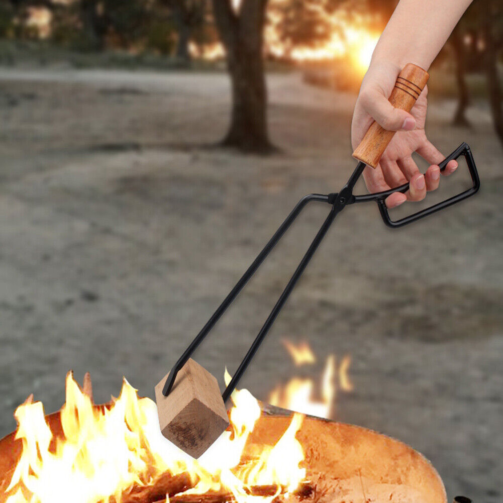 Barbecue Charcoal Clip Wood Grabber Outdoor Camping BBQ Cooking Fire Tongs