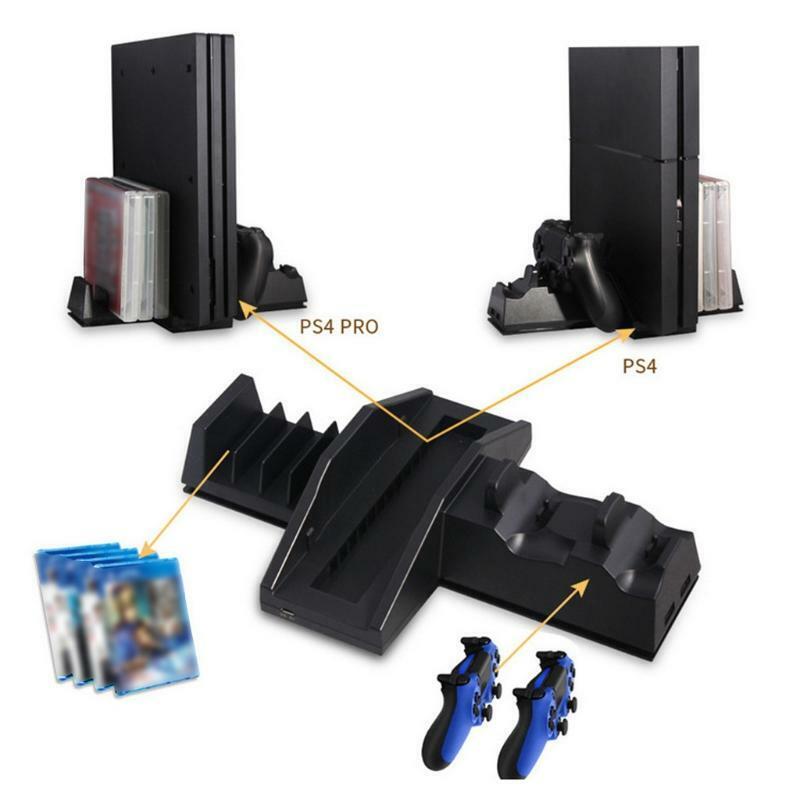 Charging Dock with Cooling Fan & Game Discs Storage Rack Fits for PS4/PS4 Pro