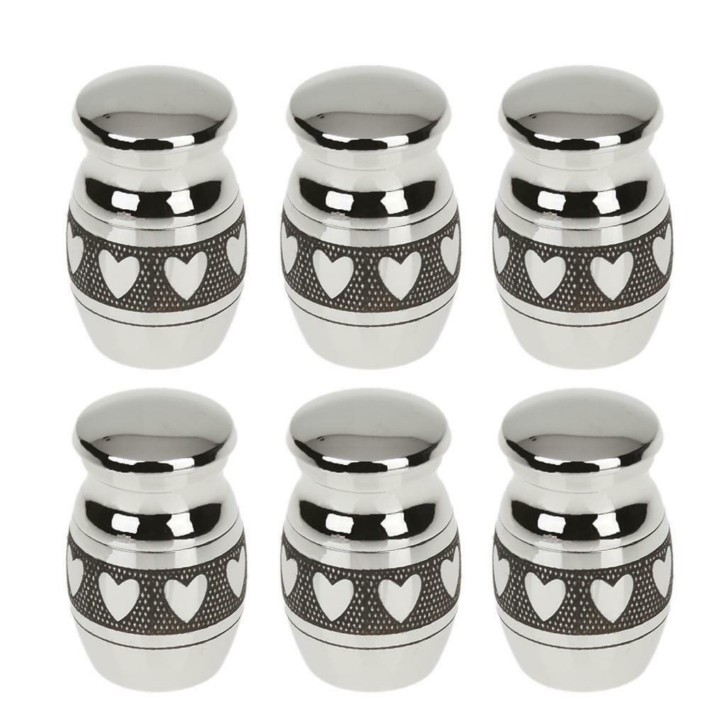 6 Pieces Stainless Steel Cremation Urn Necklace Pet Ash Container Holder