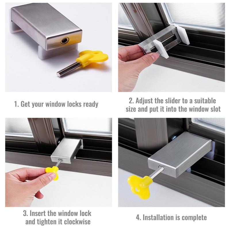 2Pcs Window Security Lock Window Limiters Child Safety Sliding Window Restrictor