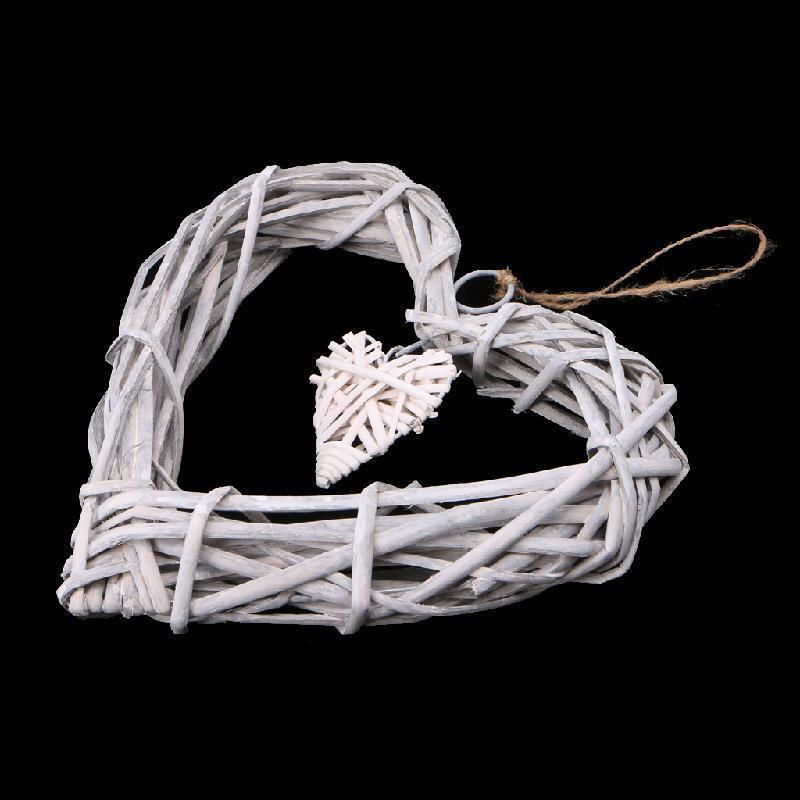 Heart Wicker Wreath Home Wall Hanging Wedding Birthday Party Ornament Decor
