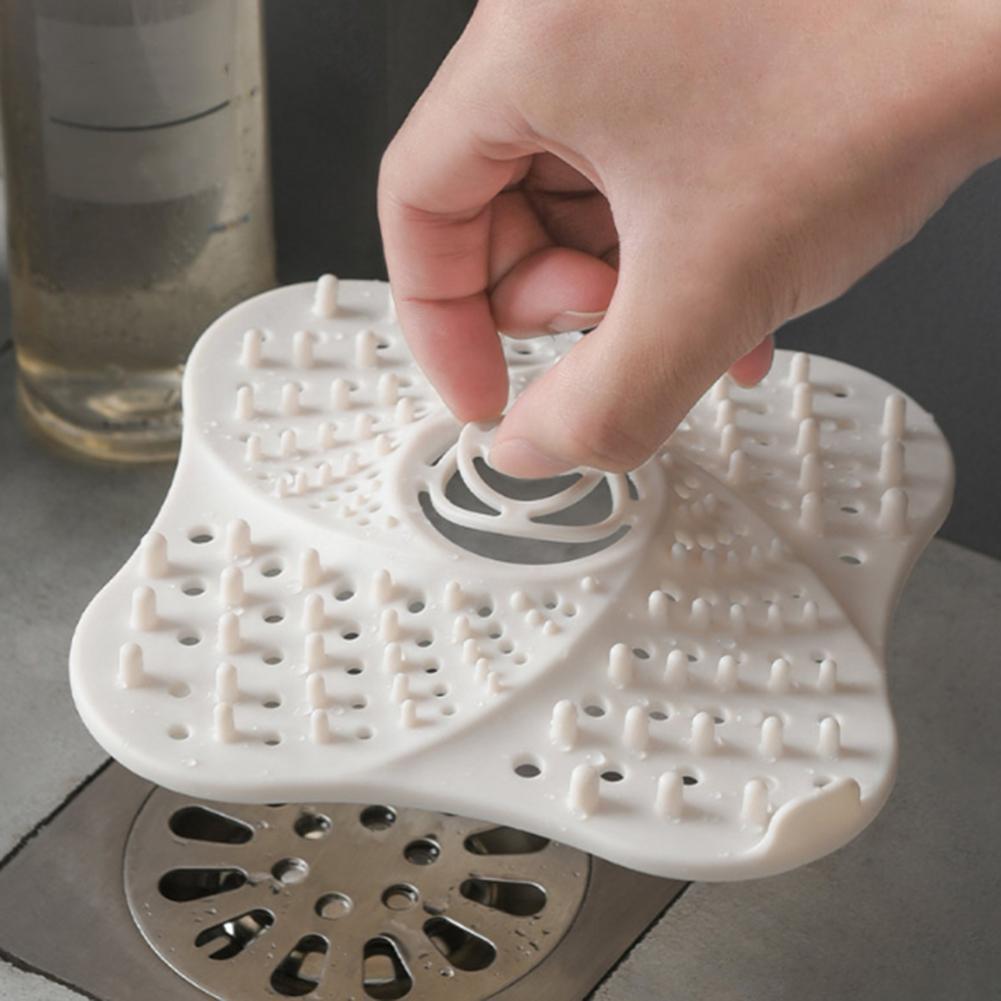 Anti-Block Floor Drain Sucker Sewer Outfall Strainer Sink Filter (White)