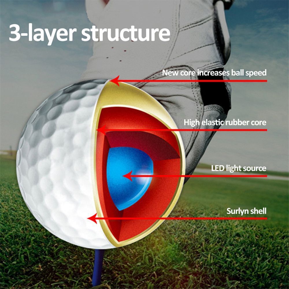 Light Up LED Golf Balls Glowing Ball Golfing In The Dark Night Training Golf