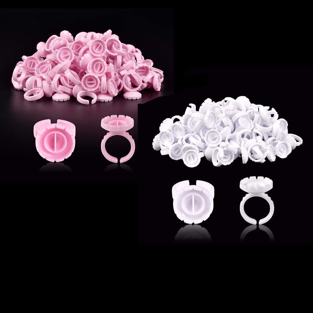 200PCS Tools Plastic Volume Blossom Glue Rings Lash Glue Glue Cups Disposable