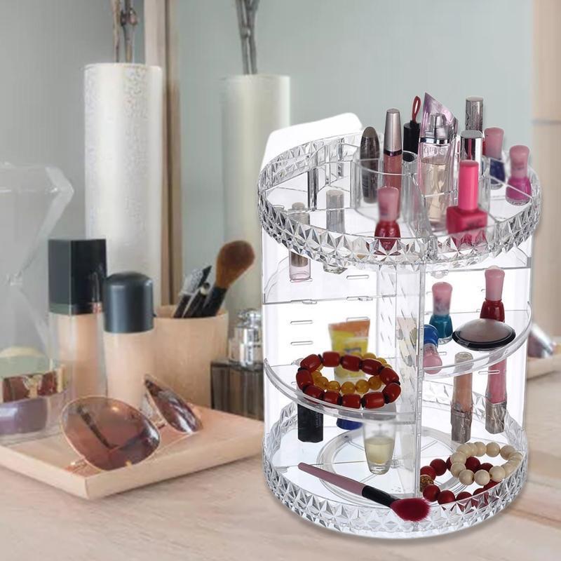 Rotating Makeup Organizer Multi Layers Cosmetic Storage Shelf Brush Holder Rack