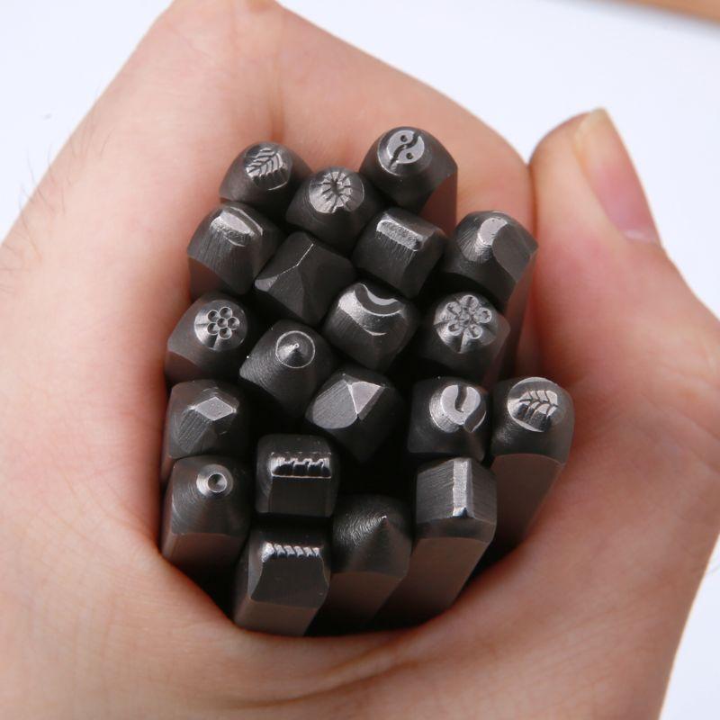 20Pcs 4mm Steel Punches Flower Leaf Stamps Jewelry Making Metal Stamping Tools