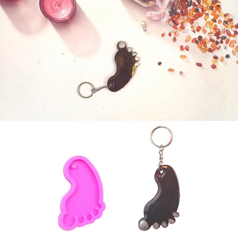 Small Foot Keychains Mold DIY Epoxy Craft Necklace Keychain Jewelry Mold