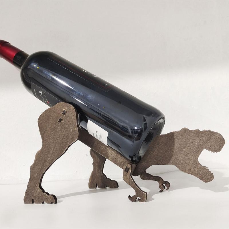 Wooden Wine Holder Decorative Abstract Dinosaur Shape Red Wine Racks Home Decors