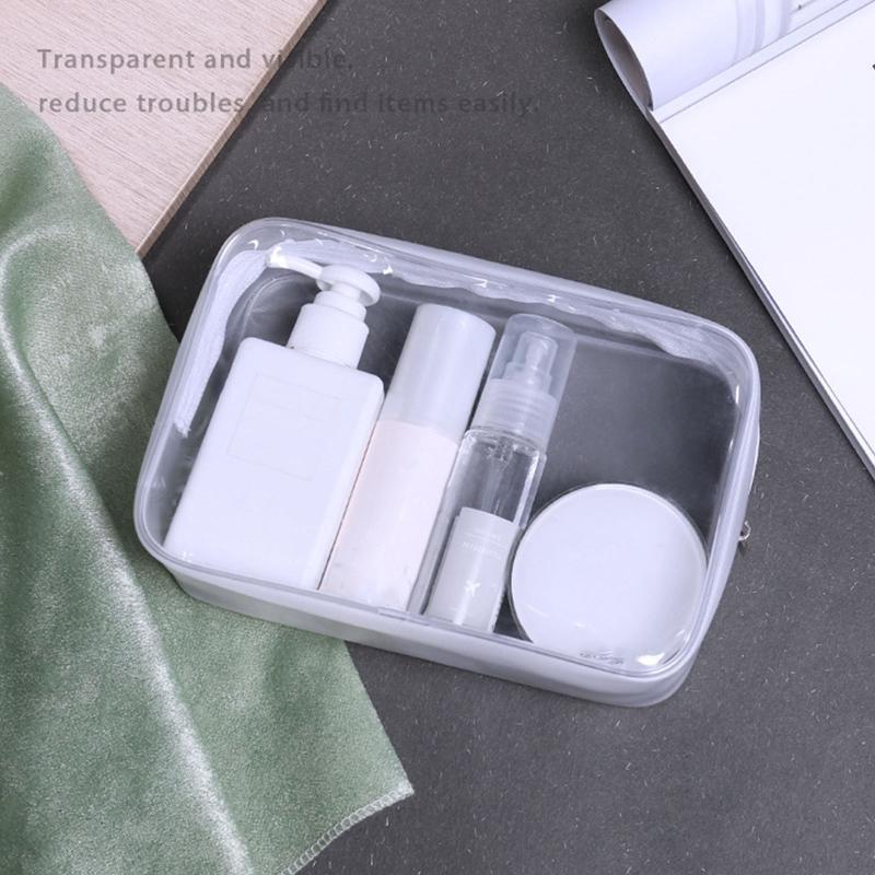 4Pcs Clear Zipper Toiletry Bag Waterproof PVC Transparent Makeup Cosmetic Pouch