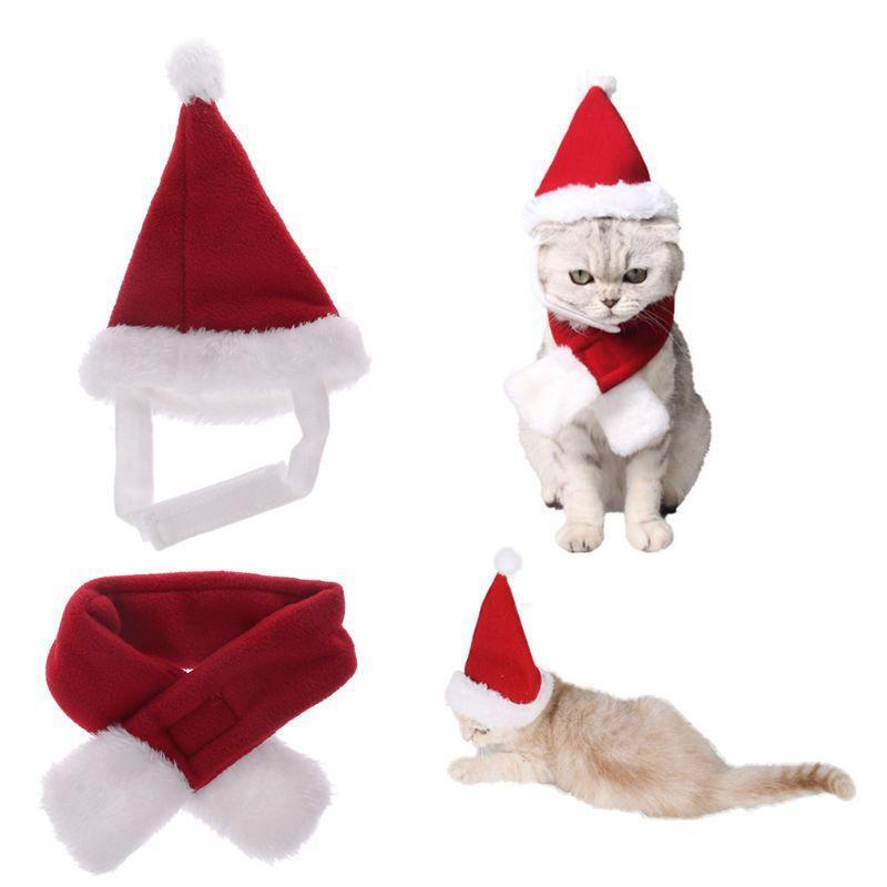 Pet Cap Hat Scarf Christmas Headwear Costume Dog Puppy Cat Supply