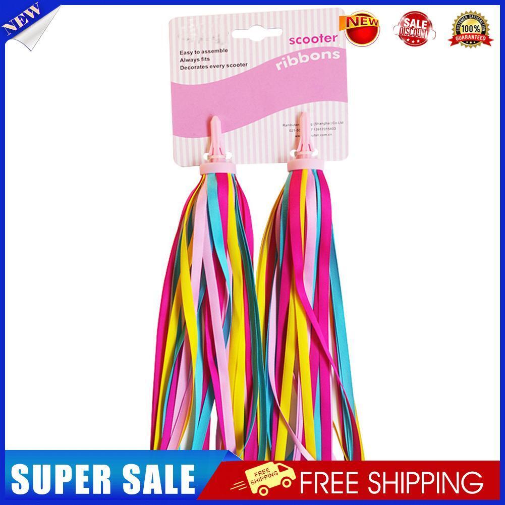 2x Bicycle Handlebar Tassel Streamers Kid Scooter Bike Ribbon (Yellow Pink)