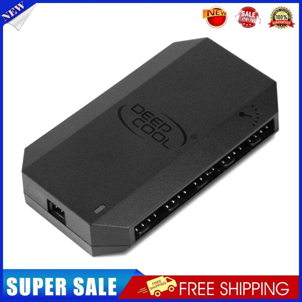 FH-10 10 Ports Fan HUB 3Pin/4Pin PWM Splitter Adapter 12V SATA Power Supply