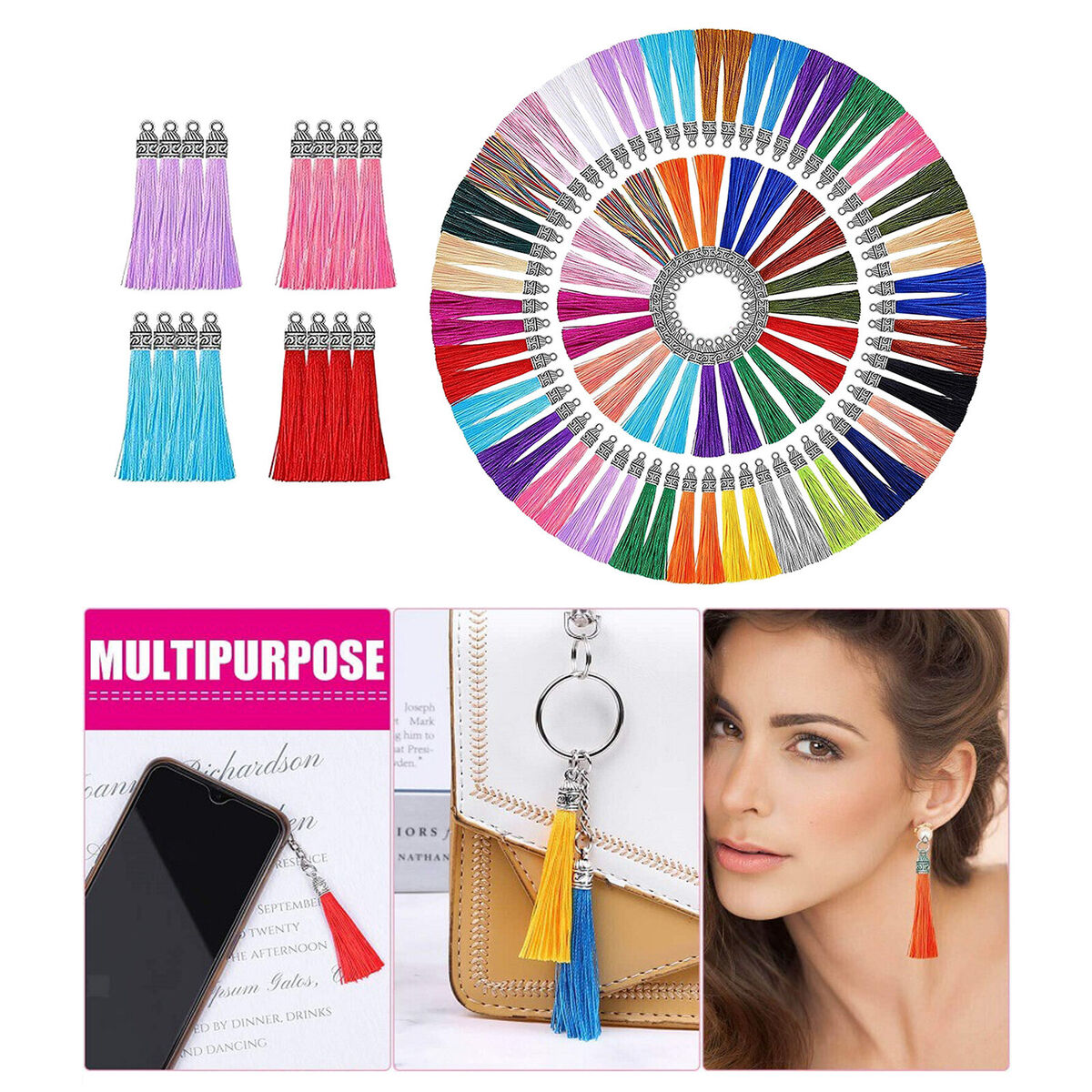 100 * 25- 60mm Tassel Pendants Crafts DIY Keychain Charms Supplies Gift