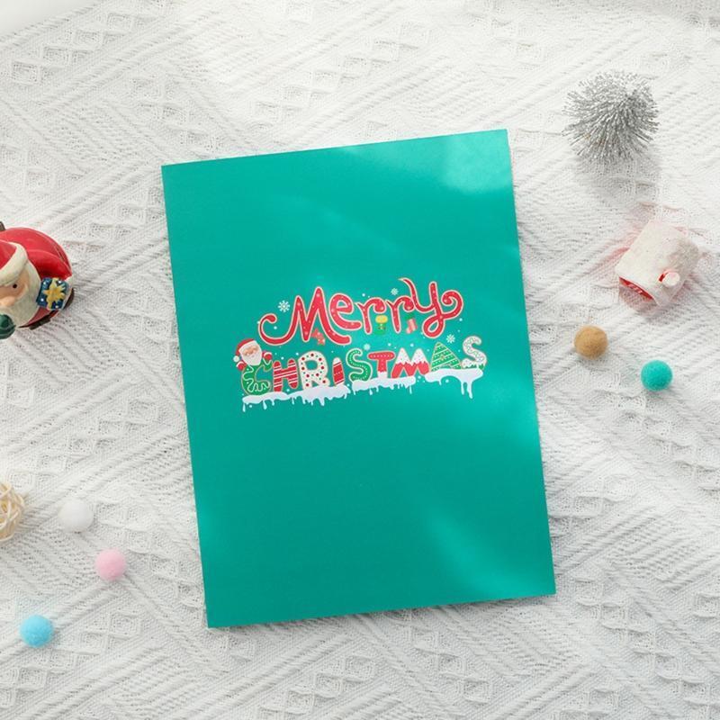 Xmas Pop Up Greeting Cards Party Blank Invitation Cards with Envelope Hand Craft
