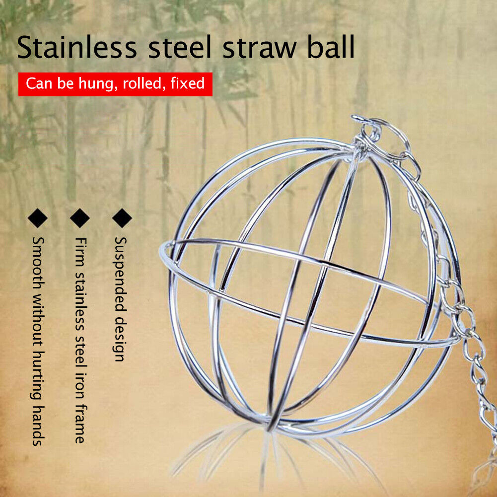 Round Sphere Grass Ball Rack Rabbit Guinea Pig Stainless Steel Straw Ball