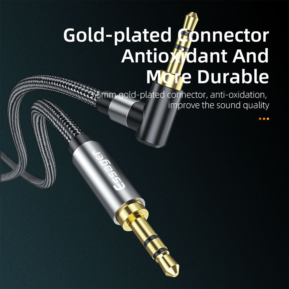 Essager 3.5mm Aux Jack Male to Male Audio Cable for Car Headphone (Black)