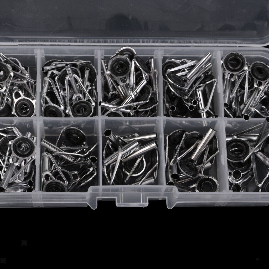 80Pcs Fishing Rod Guides Eye Ring DIY Parts Rod Building Repair Kits 1#-10#