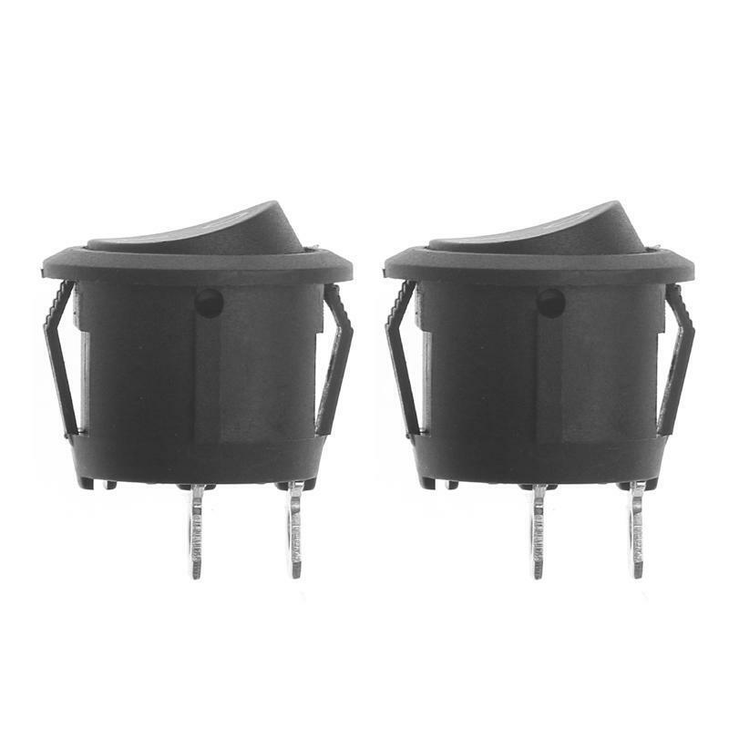 2Pcs/Lot Mini 3-Pin Round Black SPDT ON-OFF Snap-In Rocker Switch 6A 250V AC