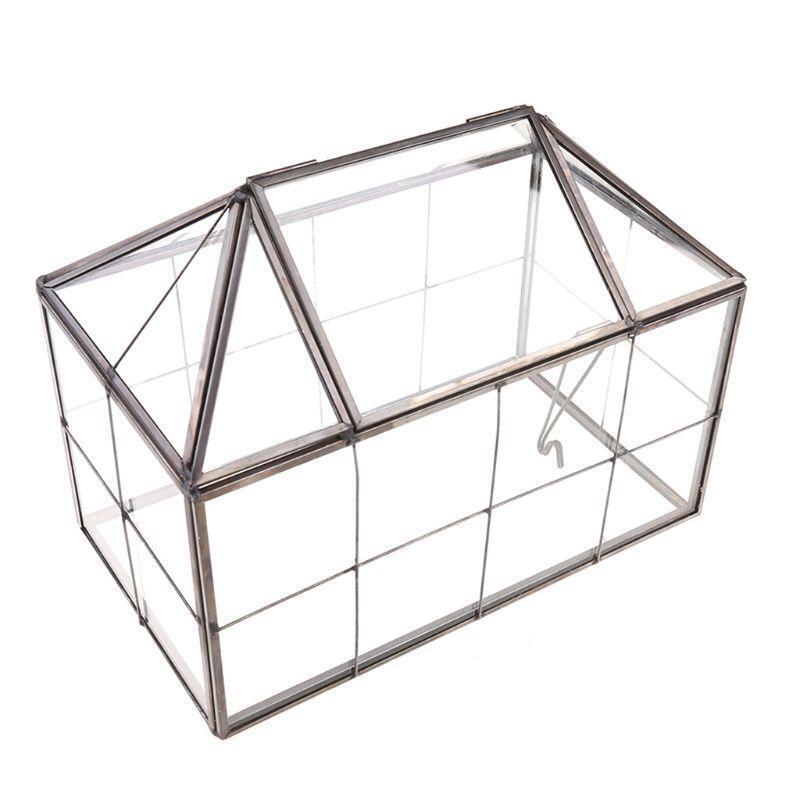 Glass Geometric DIY Terrarium House Shaped Container for Indoor Gardening Decor
