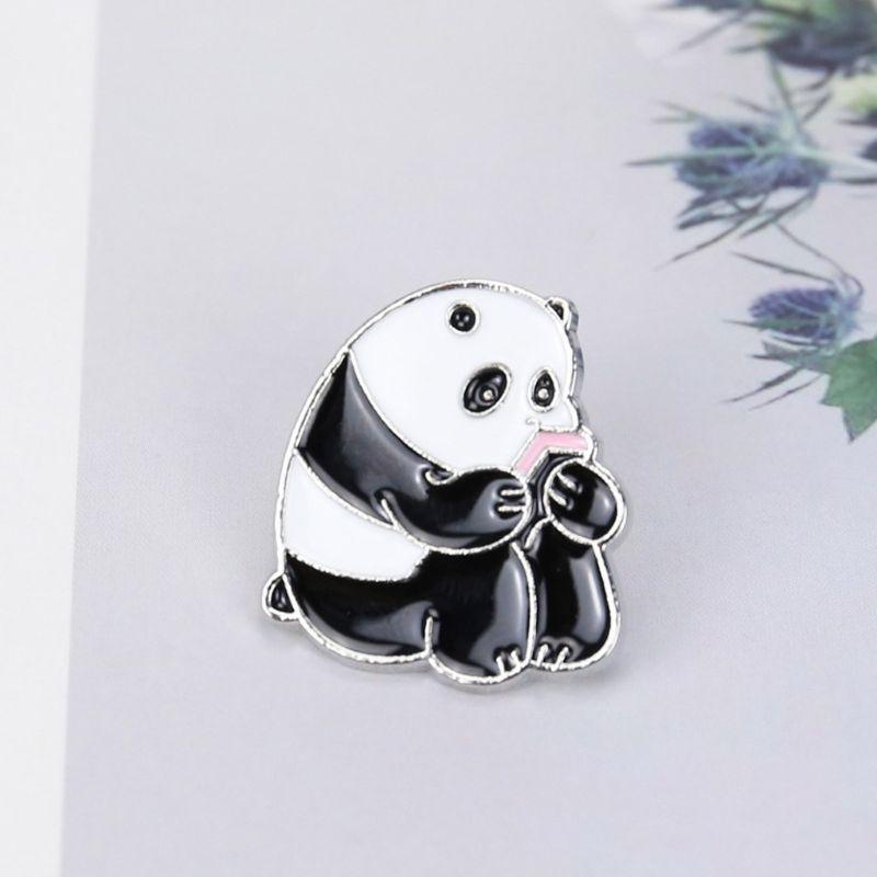 4Pcs Cute Panda Bear Enamel Lapel Pin Animal Pride Brooch Fashion Jewelry