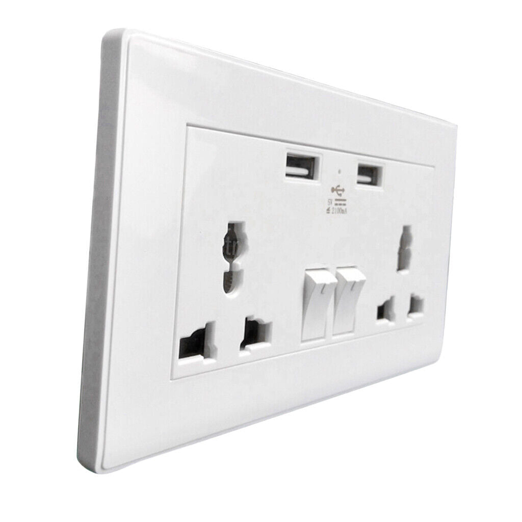 2-Port USB Wall Socket Switch Charger AC  Receptacle Outlet   Panel