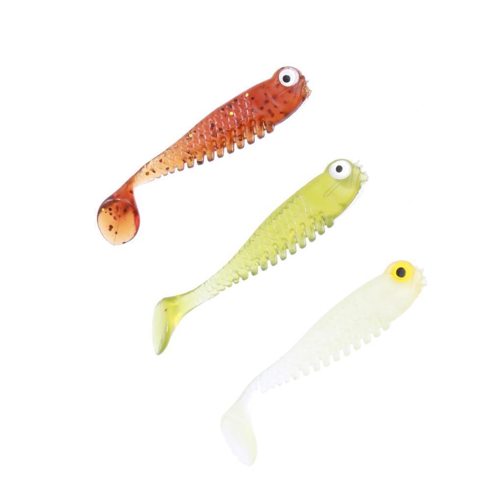 Pack of 3 Soft Crankbait Minnow Poper Bass Baits Luminous Fishing Lure