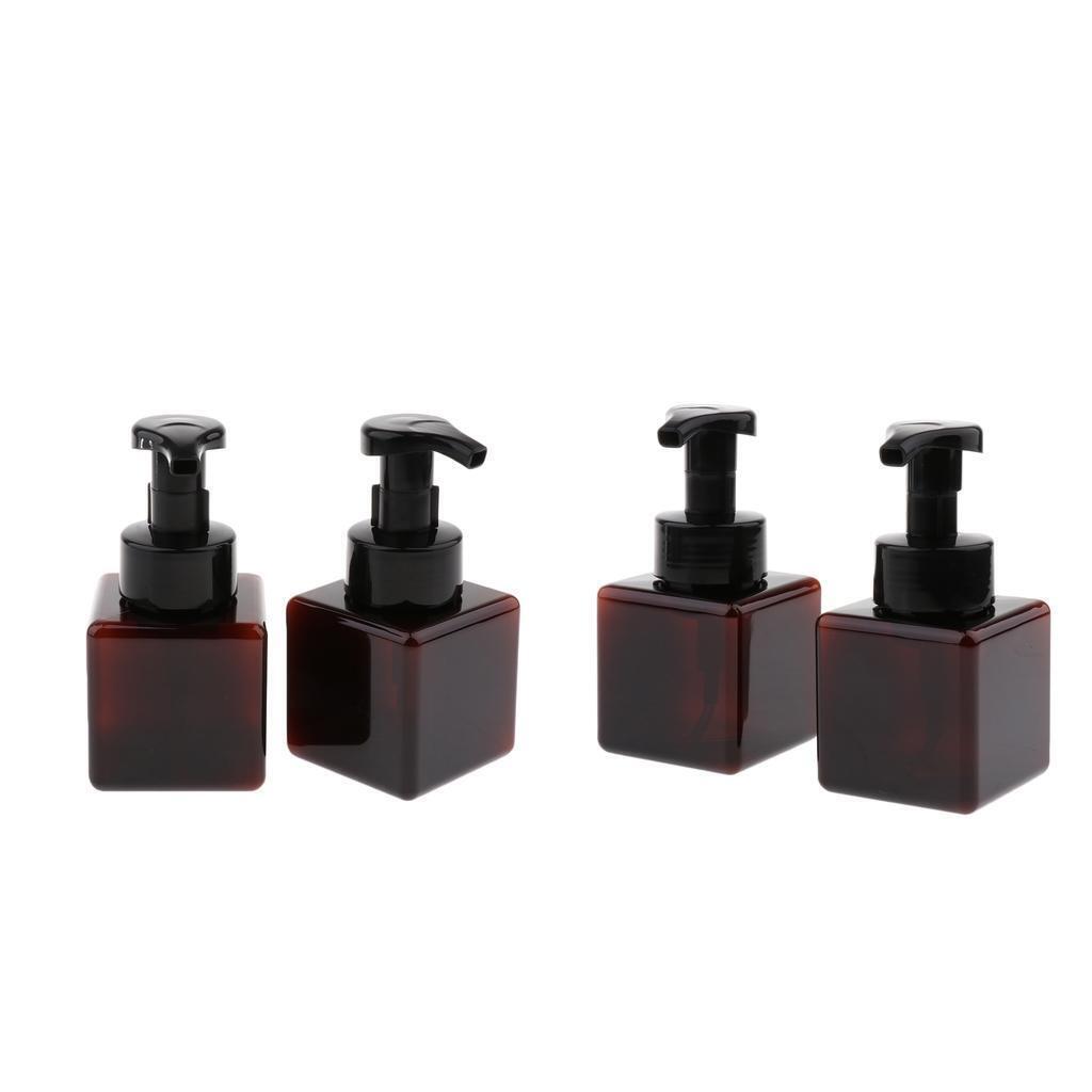 4x Plastic Soap Dispenser Foam Pump Bottles Shampoo Container Home Brown