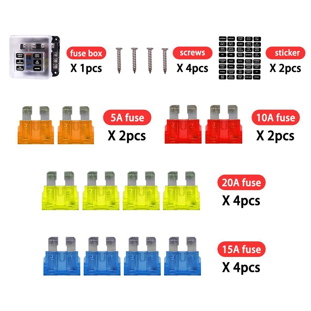 12V/24V M5 Stud Block Fuse Box Plastic Cover Car Accessory Blade Fuse Holder