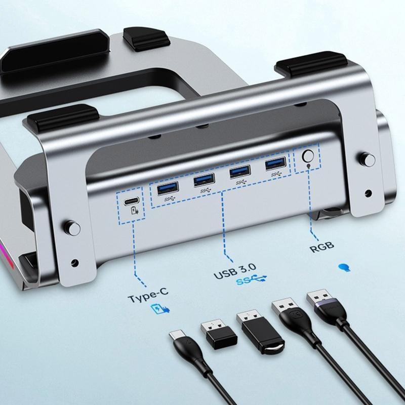 Laptop Stand with USB C Hub, 6 in1 Docking Station USB-C 3.0 100W Power Delivery