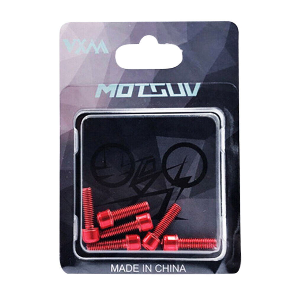 6pcs Bike Stem Bolts M5x18mm Allen Head MTB Stem Screws w/ Washer (Red)